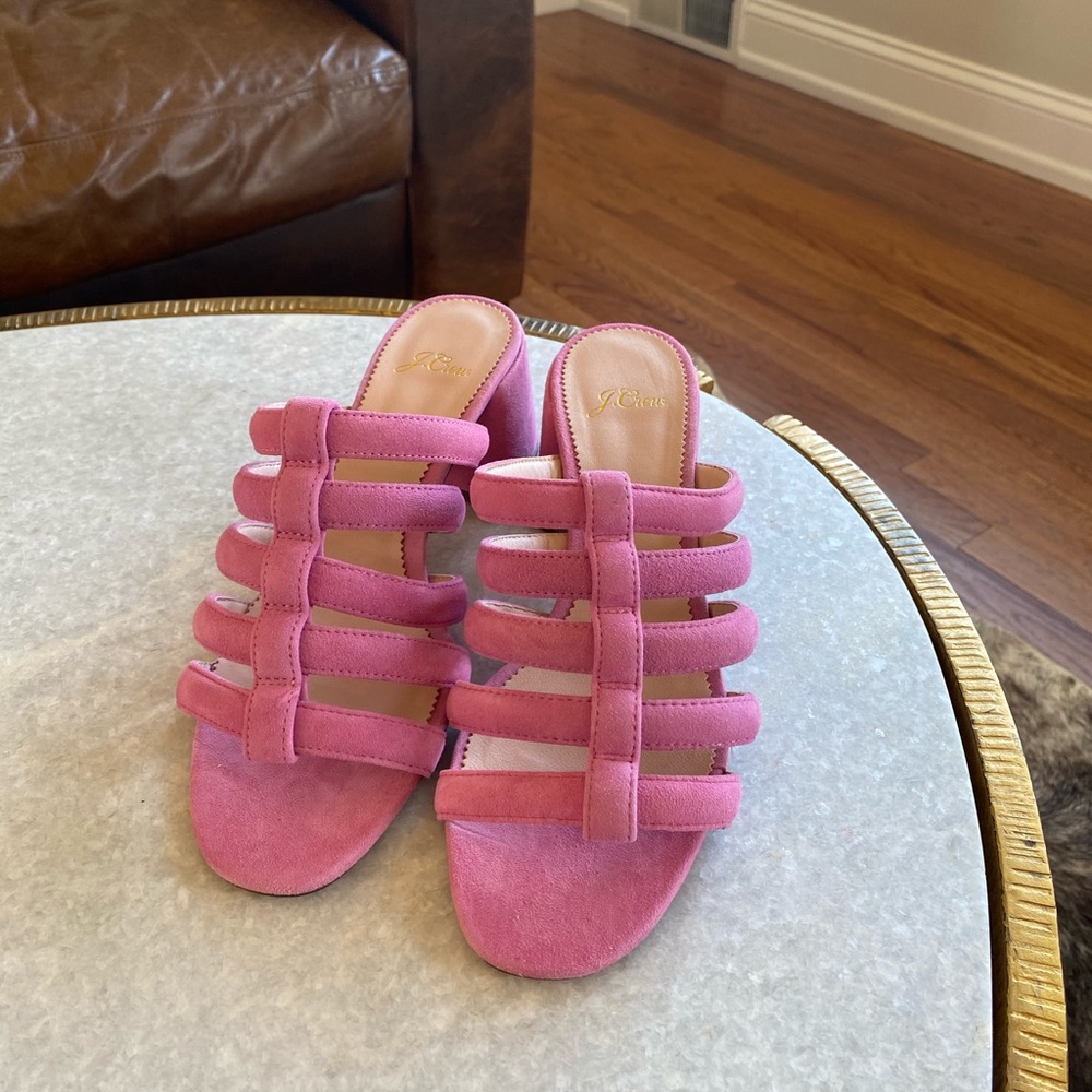 J. Crew Suede Strappy Block Heel Sandals